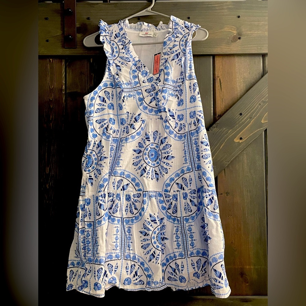 NWT Vineyard Vines Blue and White Sea Shell Dress